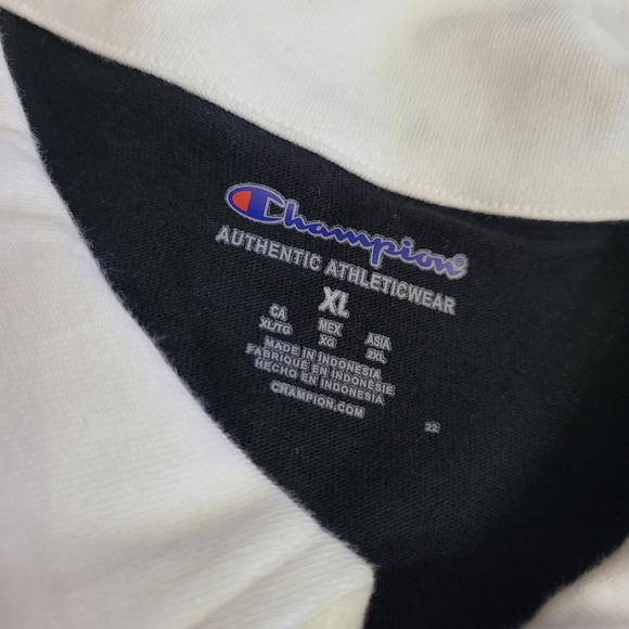 Champions Mens Size XL Black and White Middleweight Rugby Polo Script Logo - Picture 7 of 8